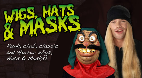 Spirit Halloween wigs hats and masks